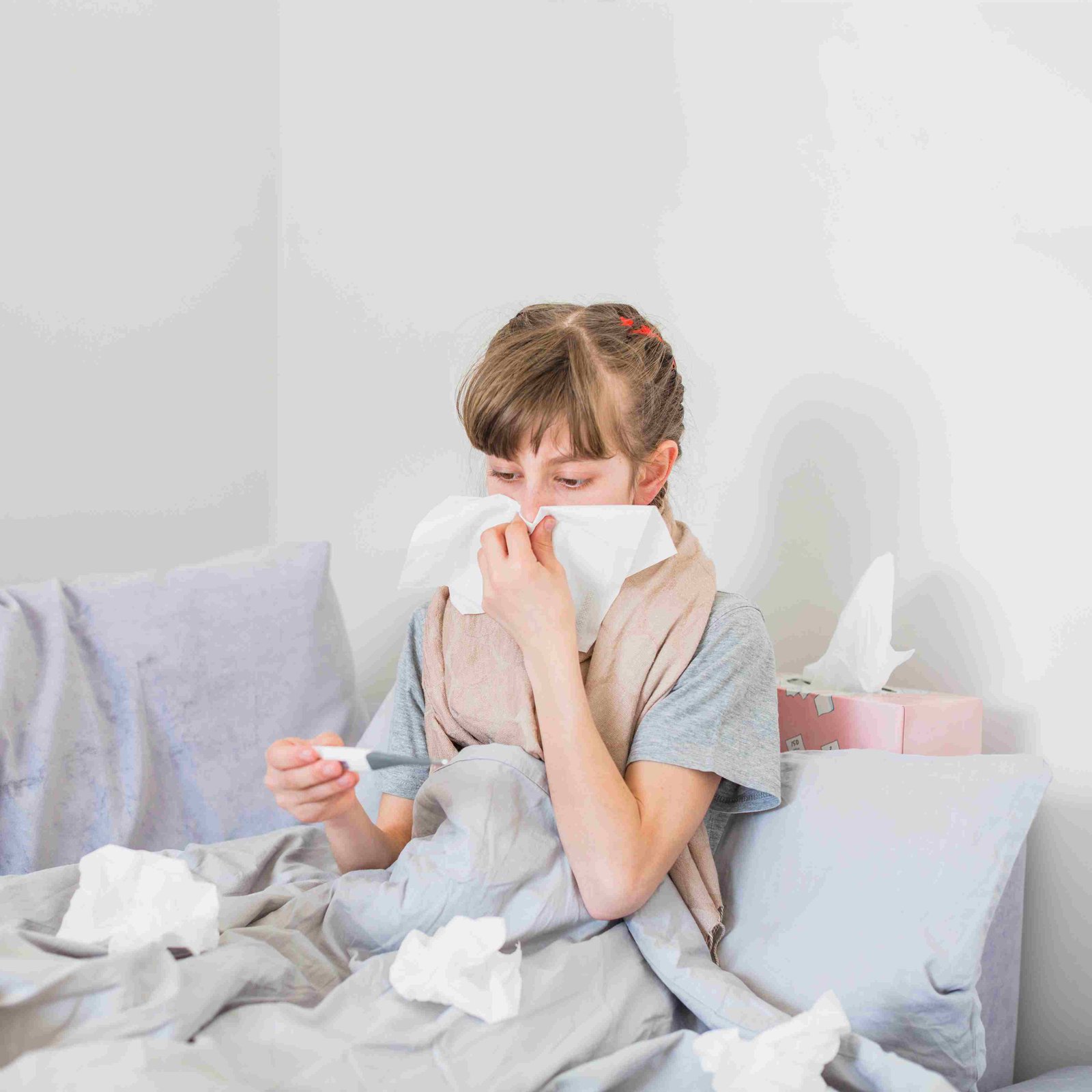 ill girl blowing her nose 11zon